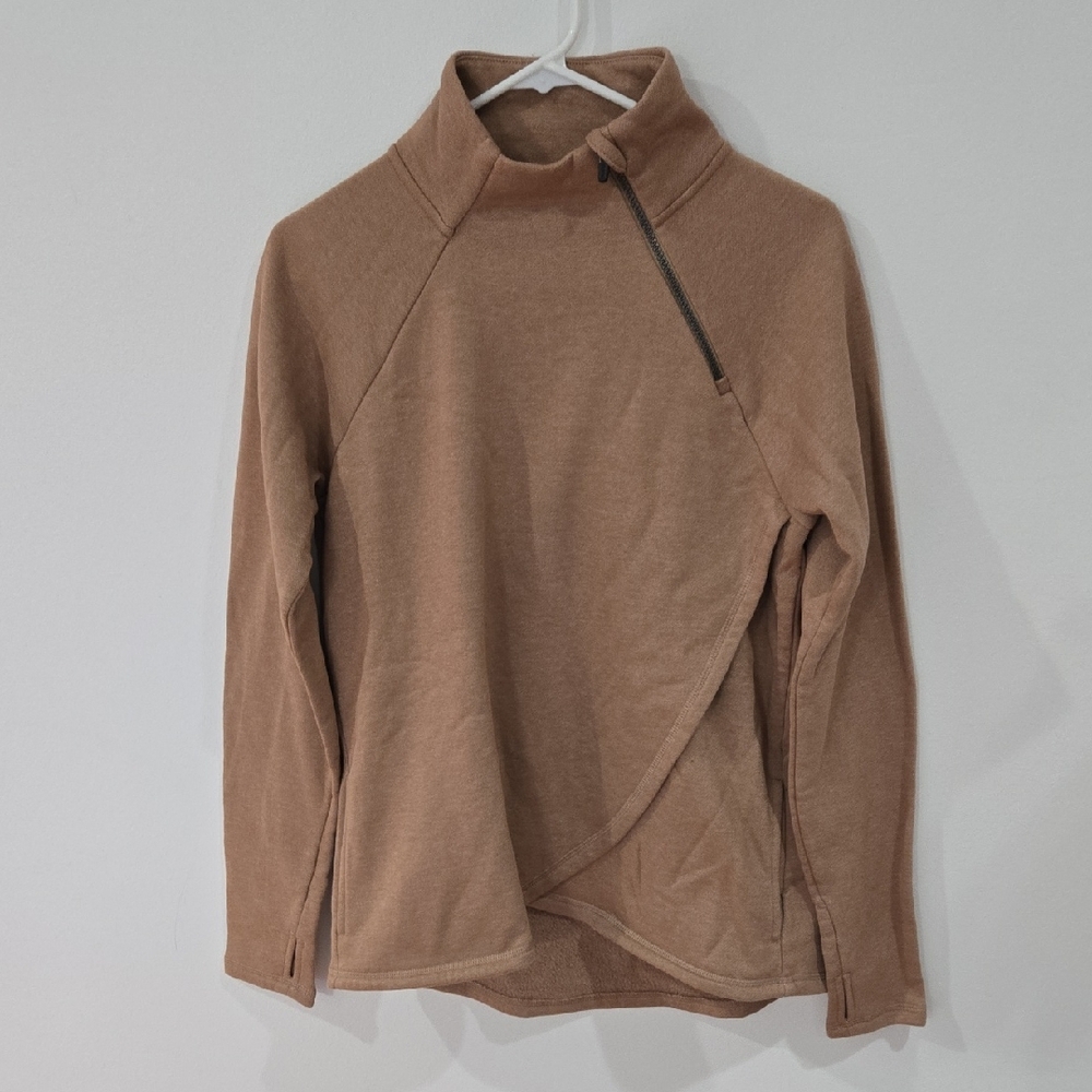RBX Sz Medium Womens Tan 1/4 Zip Fleece Mock Neck Pullover